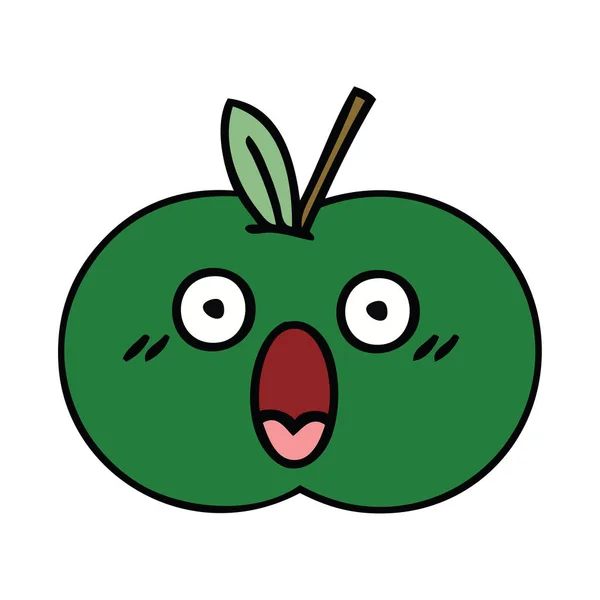 Roztomilý kreslený šťavnaté jablko — Stockový vektor