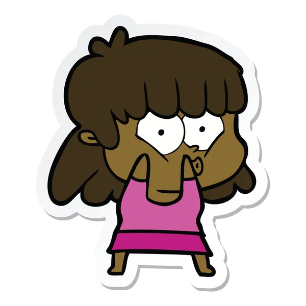 Sticker van een cartoon meisje fluiten — Stockvector