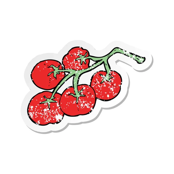 Retro Distressed Sticker Tomatoes Vine Illustration — Stock Vector