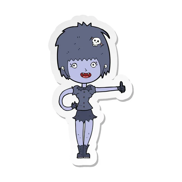 Sticker Cartoon Vampire Girl Giving Thumbs Sign — Stock Vector
