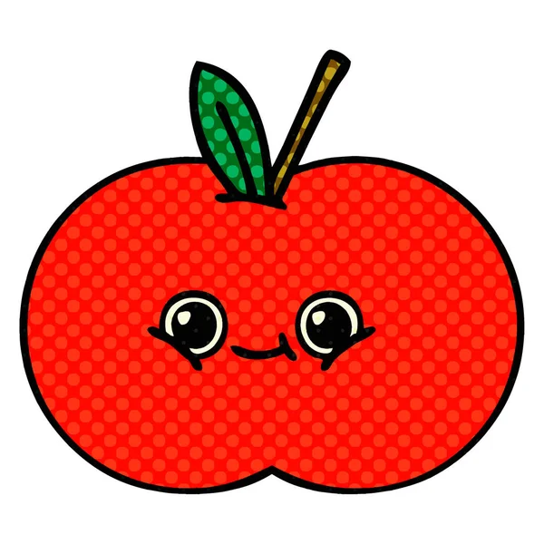 Comic book style cartoon red apple — стоковый вектор