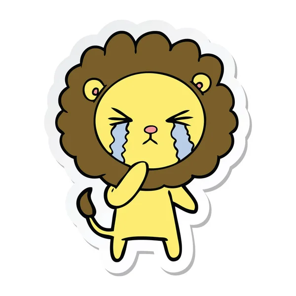 Sticker Cartoon Crying Lion — Stock Vector