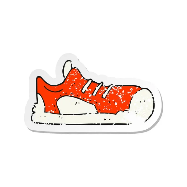 Retro distressed sticker of a cartoon sneaker — Stock Vector