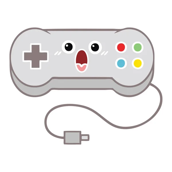 Dibujos Animados Retro Color Plano Controlador Juego — Vector de stock