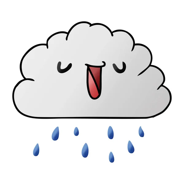 Gradient Cartoon Illustration Kawaii Weather Rain Cloud — Stock Vector