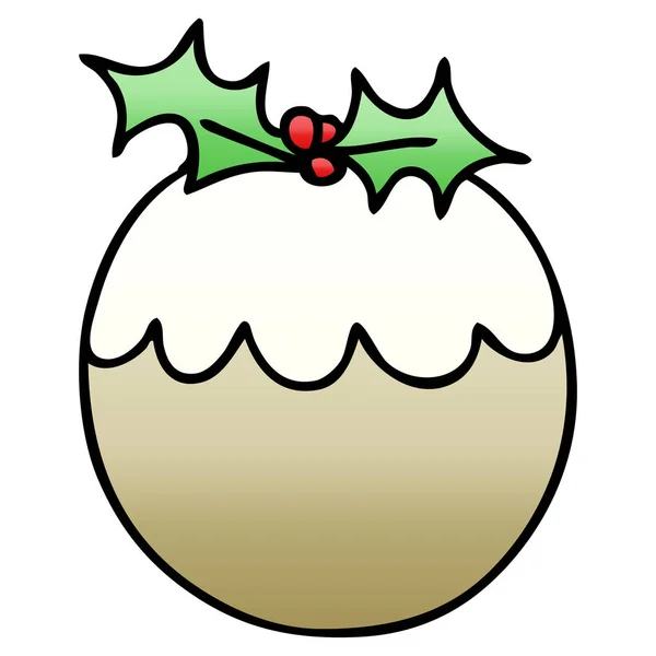 Skurrile Gradient schattiert Cartoon Christmas Pudding — Stockvektor