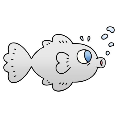 Degrade gölgeli ilginç çizgi film balık