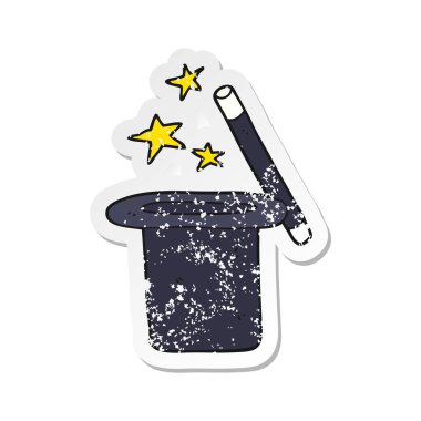 bir çizgi film büyücüler top çırpıda Retro sıkıntılı etiket