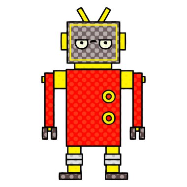 çizgi roman tarzı karikatür rahatsız bir robot