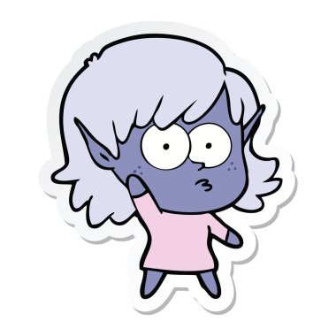 etiket sallayarak bir karikatür elf kızı