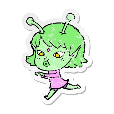 bir güzel çizgi film uzaylı kızın sıkıntılı etiket