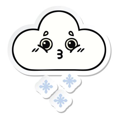 sevimli çizgi kar bulut etiket