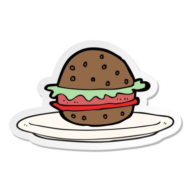etiket plaka üzerinde bir çizgi film Burger