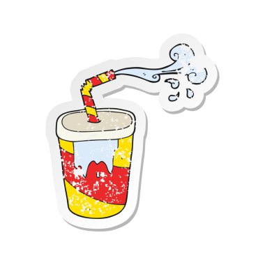 bir çizgi film soda Retro sıkıntılı etiket