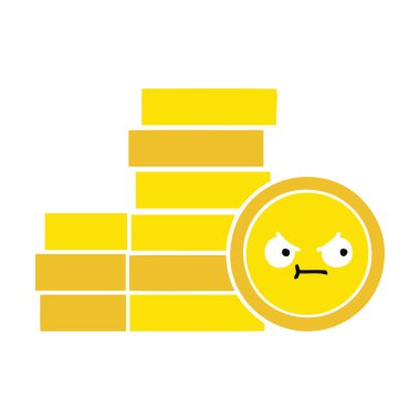 düz renk retro karikatür bir sikke