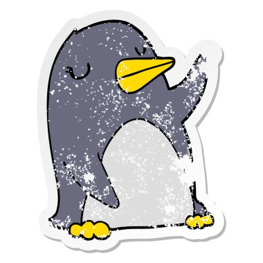 bir karikatür penguen sıkıntılı etiket