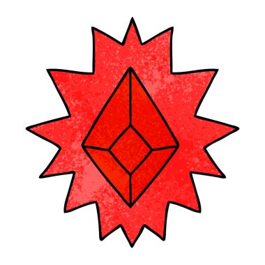 elle çizilmiş bir kırmızı parlak mücevher çizgi film doodle dokulu 