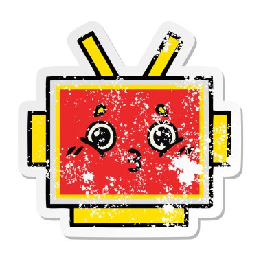 sevimli çizgi robot baş sıkıntılı etiket