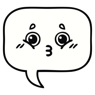 sevimli çizgi bir konuşma balonu