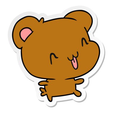 etiket çizgi film illüstrasyon kawaii şirin mutlu ayı