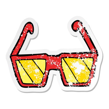 bir çizgi film gözlük sıkıntılı etiket