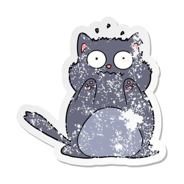 bir çizgi film endişeli kedi sıkıntılı etiket