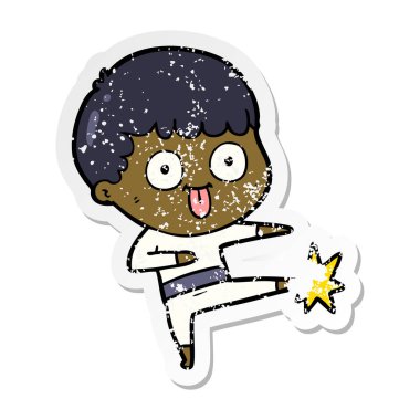 dik bir çizgi film adamın sıkıntılı etiket