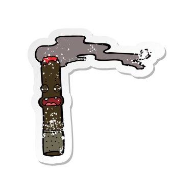 bir çizgi film puro karakteri Retro sıkıntılı etiket