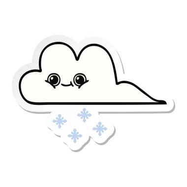 sevimli çizgi kar bulut etiket