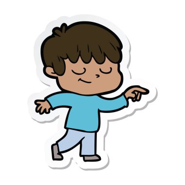 etiket bir karikatür mutlu çocuk