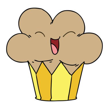 ilginç karikatür mutlu cupcake el çekilmiş