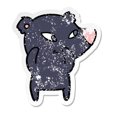 sevimli çizgi ayı sıkıntılı etiket