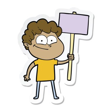 etiket karikatür mutlu bir adamın