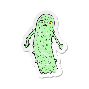 bir çizgi film ürkütücü hayaletin Retro sıkıntılı etiket