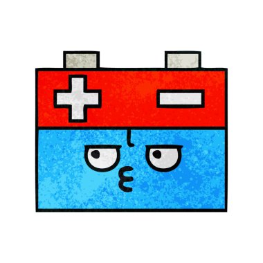 Retro grunge doku karikatür bir akü