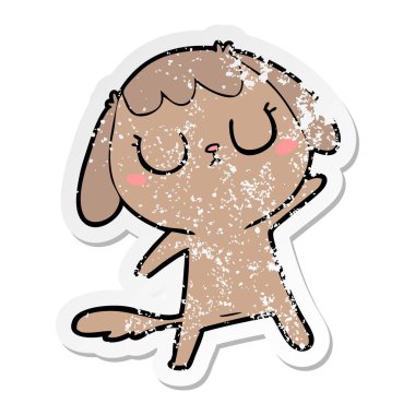 sevimli çizgi köpeklerin sıkıntılı etiket