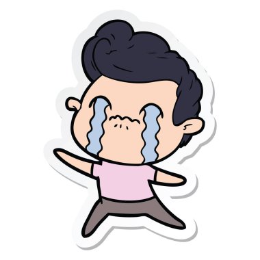 ağlayan bir çizgi film adamın etiket