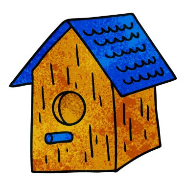 elle çizilmiş karikatür doodle bir ahşap kuş evin dokulu