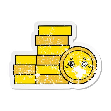 sevimli çizgi sıkıntılı etiket paralar