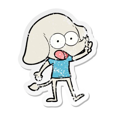 sevimli çizgi fil sıkıntılı etiket