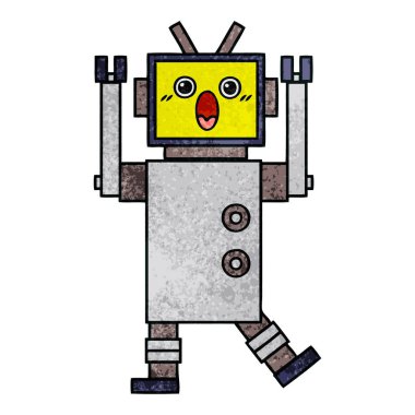 Retro grunge doku çizgi film robot