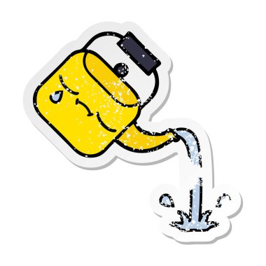 su ısıtıcısı dökülen bir sevimli çizgi sıkıntılı etiket