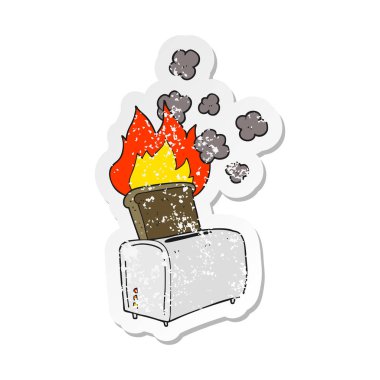 bir karikatür Retro sıkıntılı etiket yanmış tost