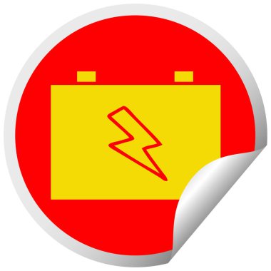 dairesel peeling etiket karikatür akü