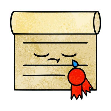 Retro grunge doku karikatür, bir sertifikanın