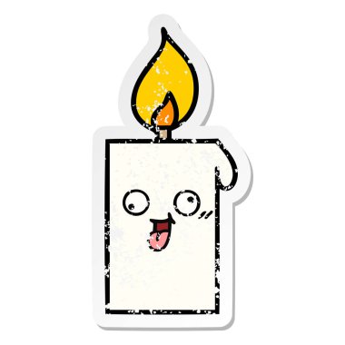 sevimli çizgi sıkıntılı etiket mum yaktı