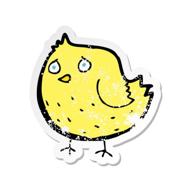 bir karikatür kuş Retro sıkıntılı etiket