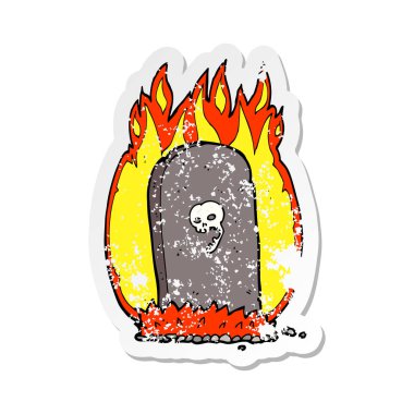 Çizgi Film ürkütücü mezar Retro sıkıntılı etiket