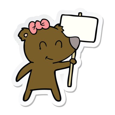 bir kadın ayı çizgi film etiketi