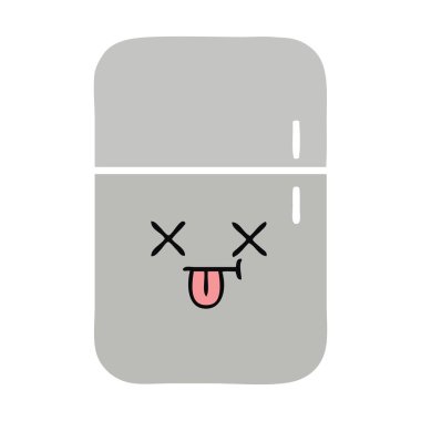 bir buzdolabı dondurucu düz renk retro karikatür